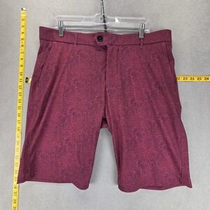 Greyson Shorts Mens 36 Red Golf Lion Print Zip Fly Pockets 10" Inseam